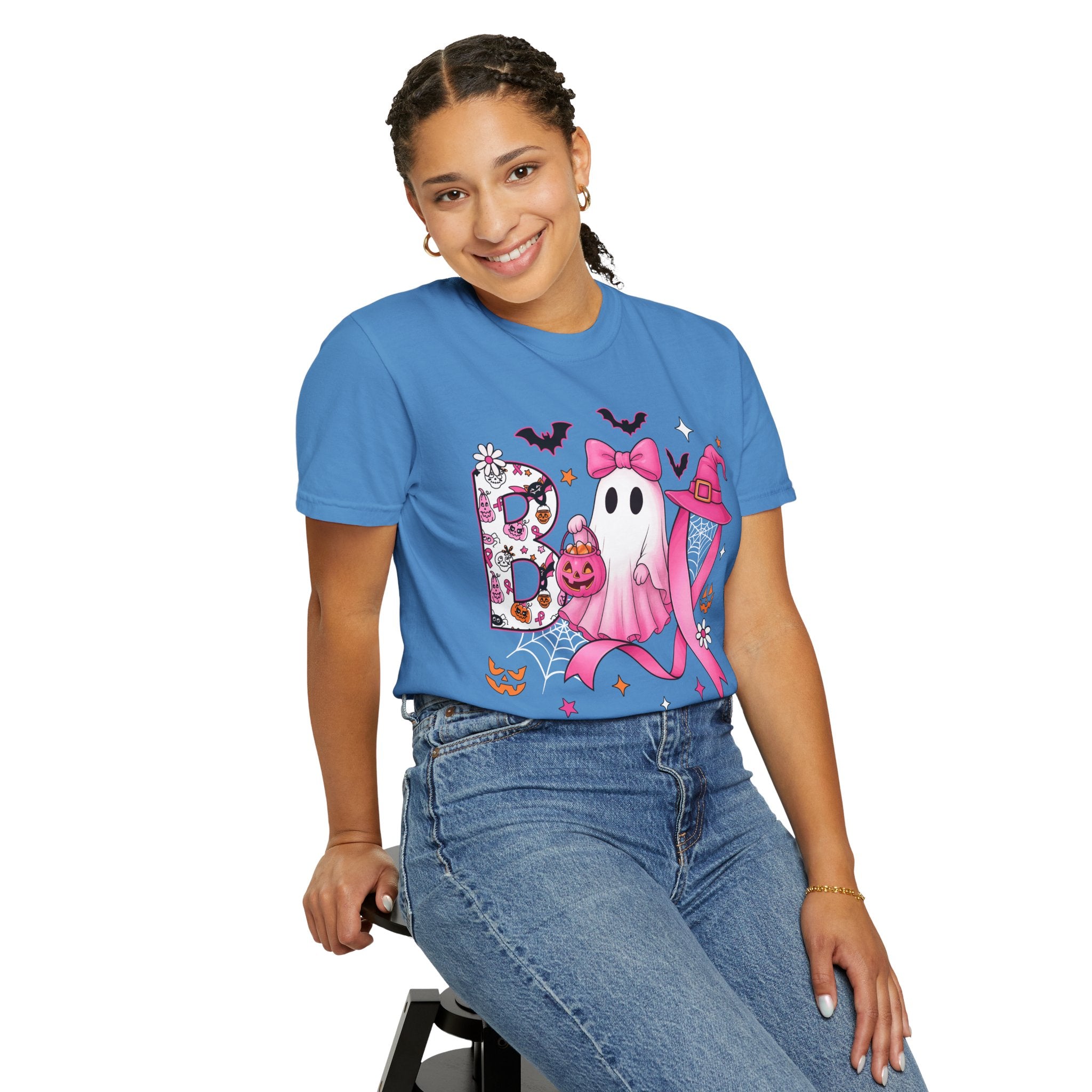 Halloween Ghost Breast Cancer Awareness T-Shirt