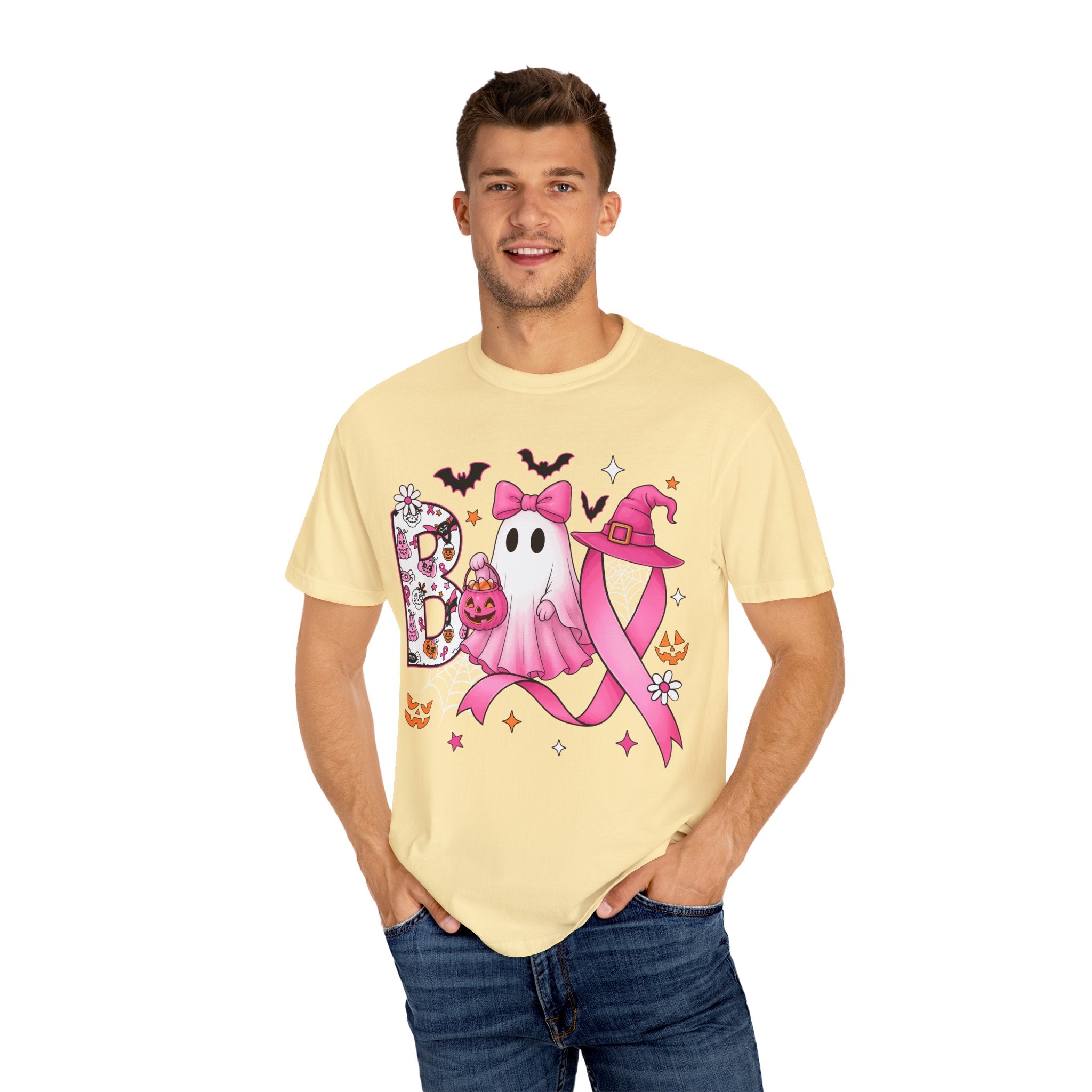 Halloween Ghost Breast Cancer Awareness T-Shirt