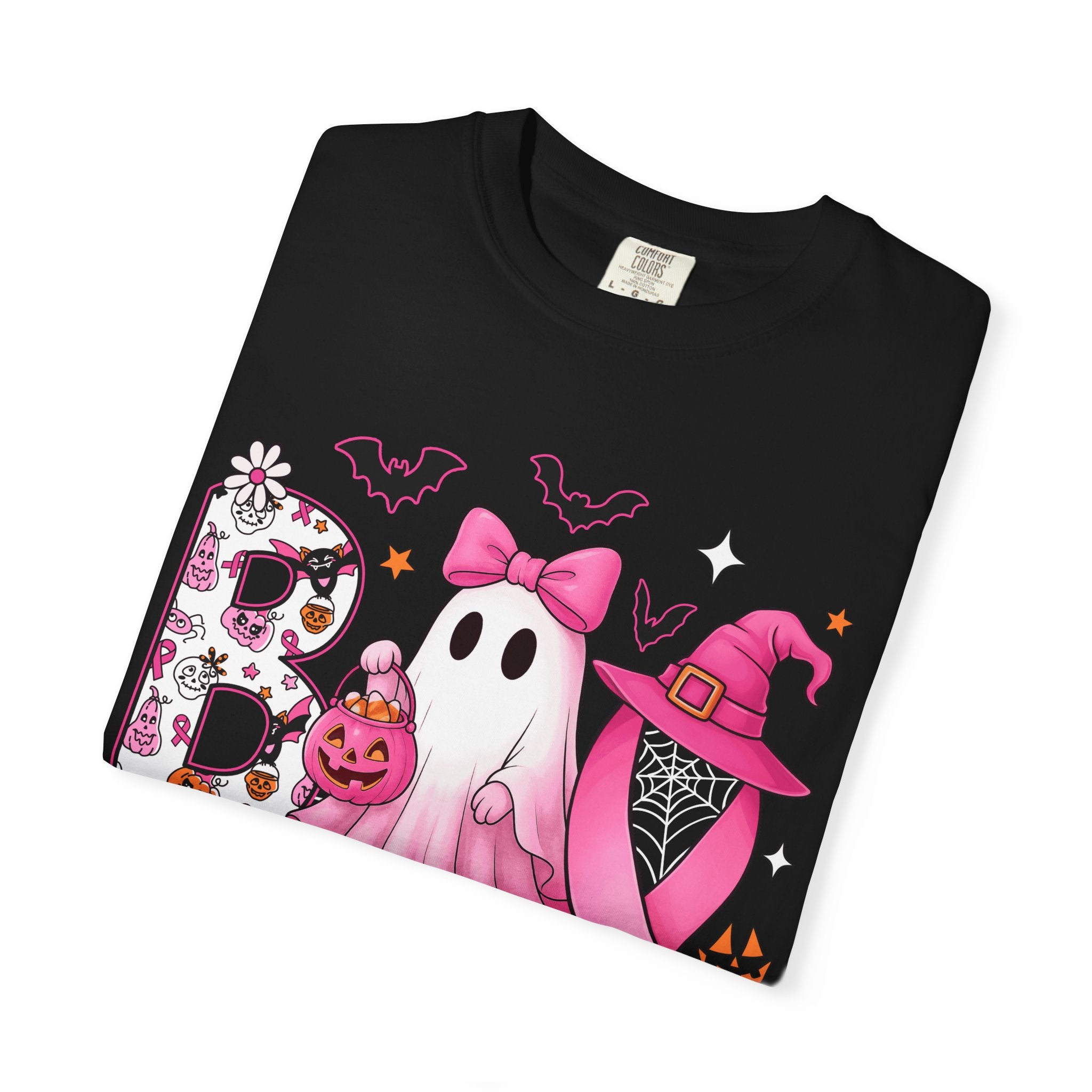 Halloween Ghost Breast Cancer Awareness T-Shirt