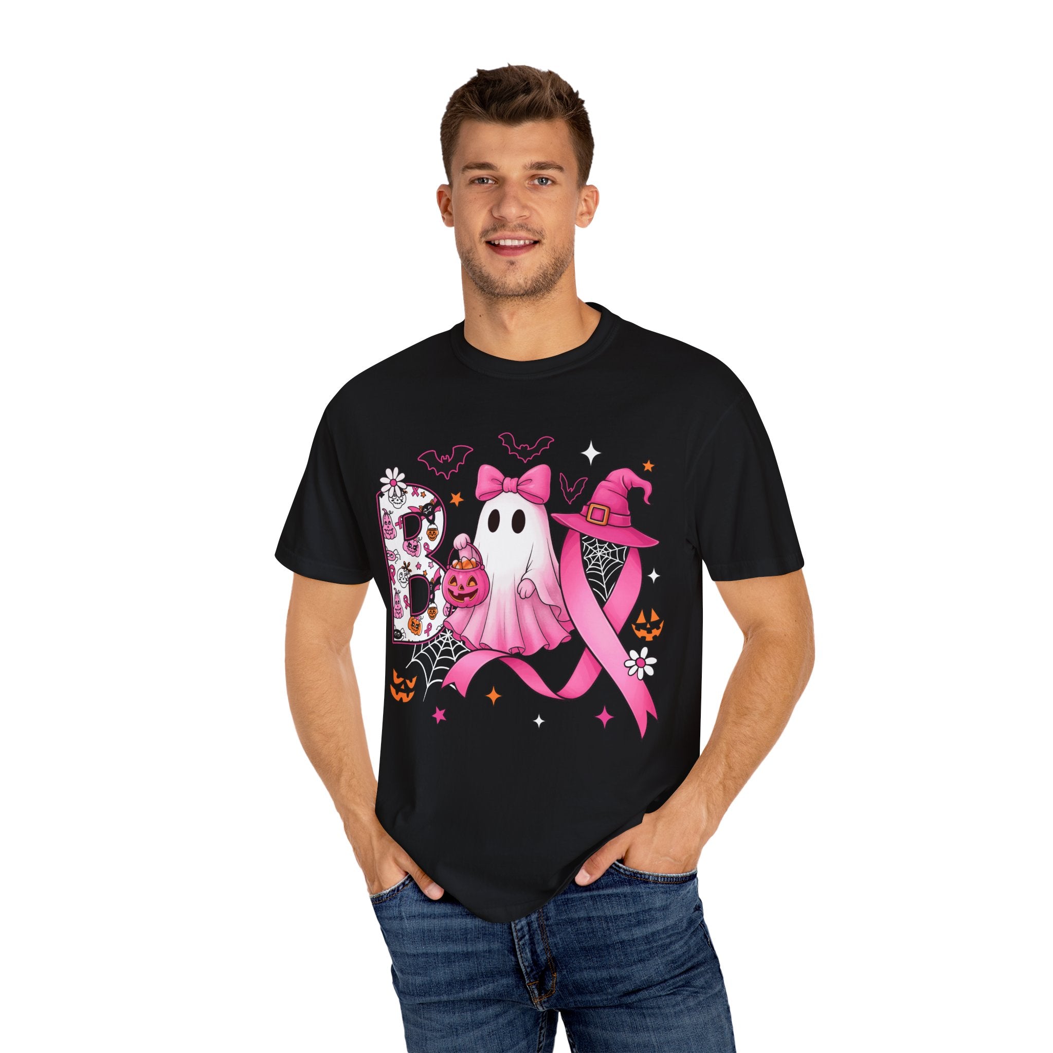 Halloween Ghost Breast Cancer Awareness T-Shirt