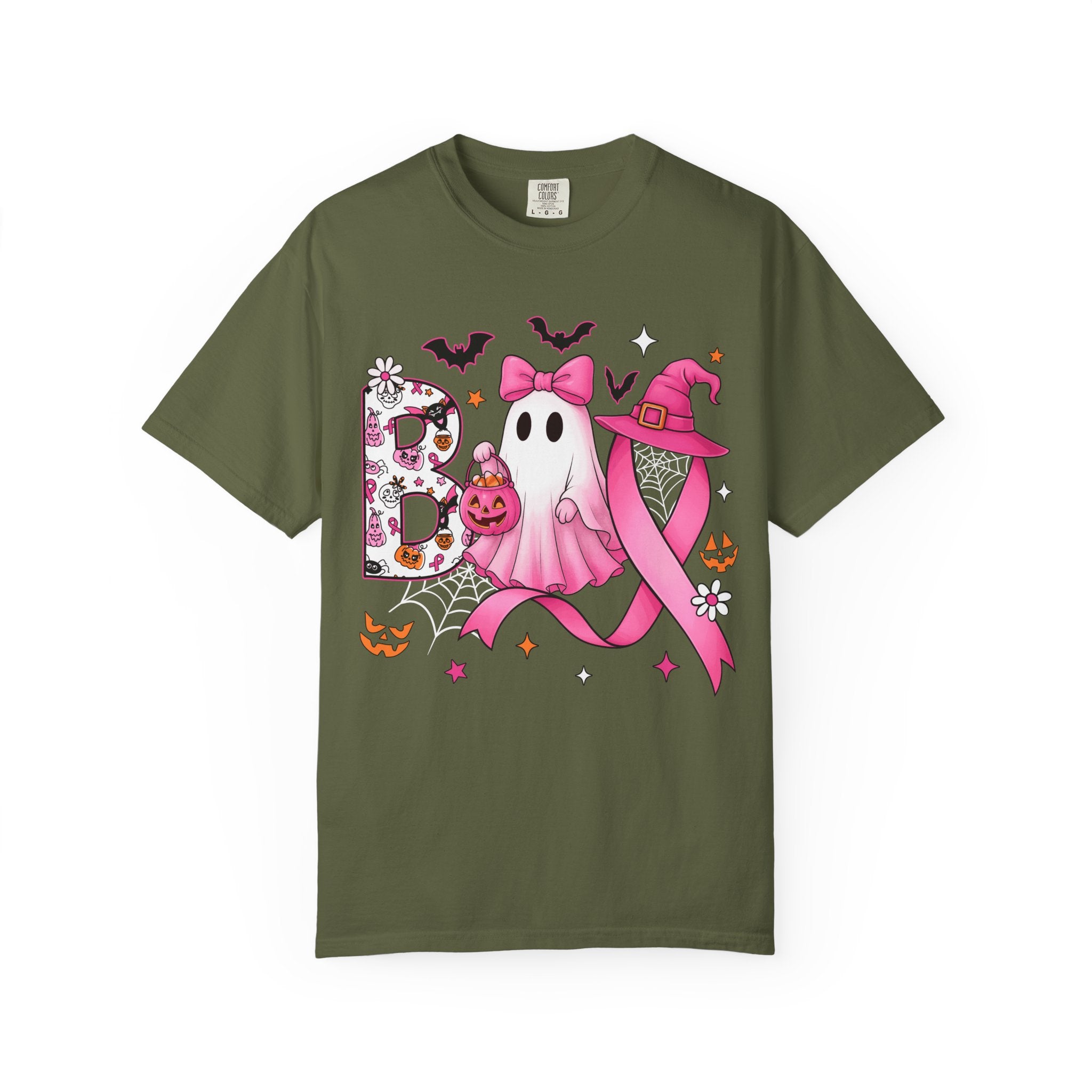 Halloween Ghost Breast Cancer Awareness T-Shirt