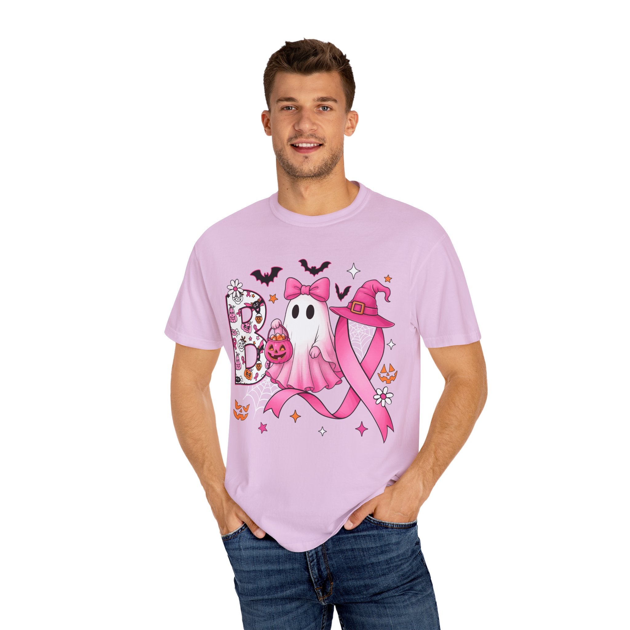 Halloween Ghost Breast Cancer Awareness T-Shirt