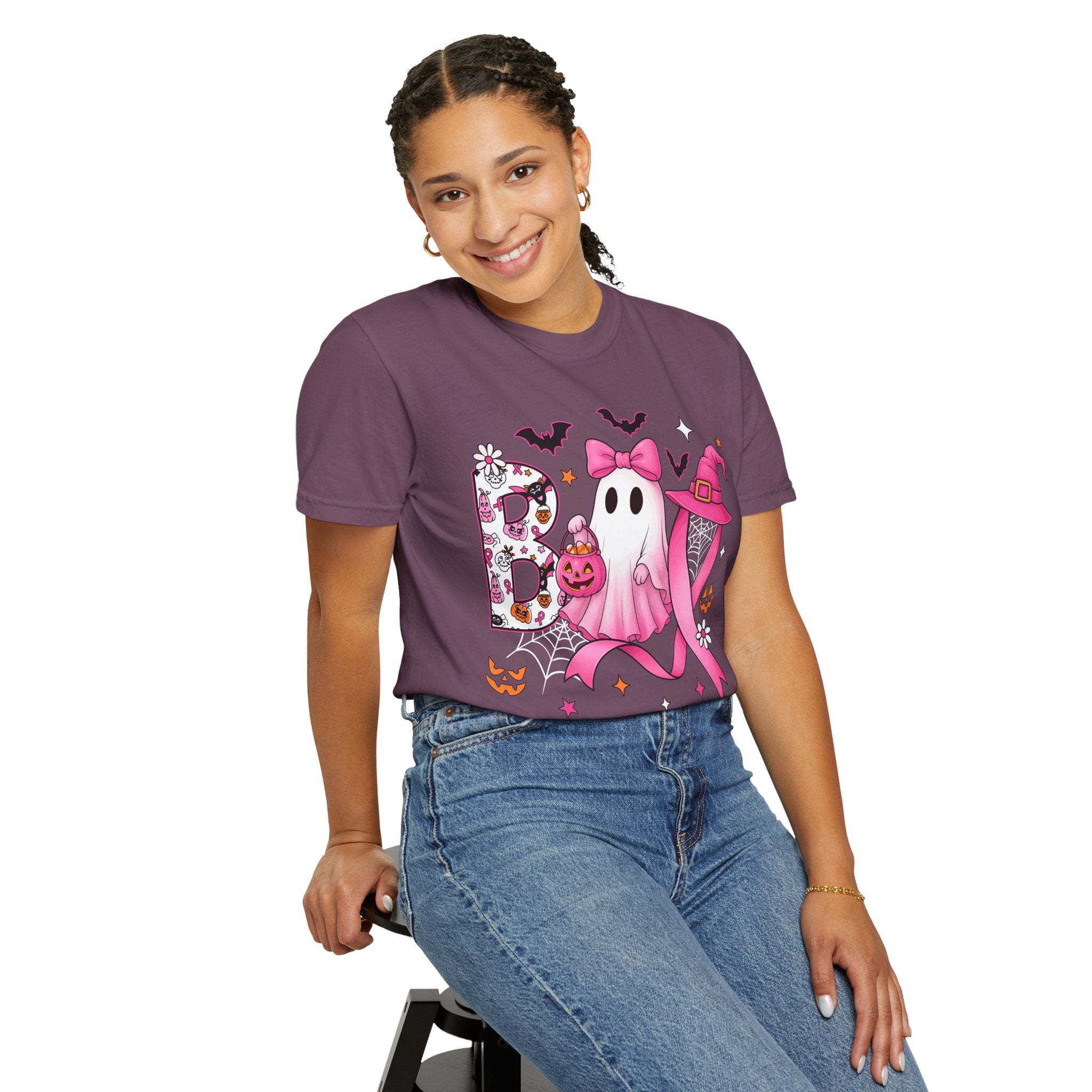 Halloween Ghost Breast Cancer Awareness T-Shirt