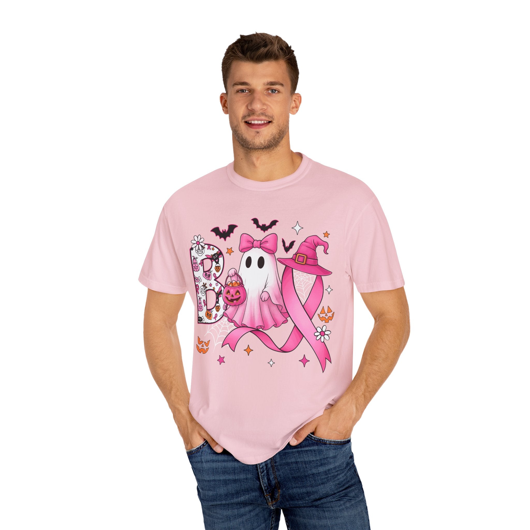 Halloween Ghost Breast Cancer Awareness T-Shirt