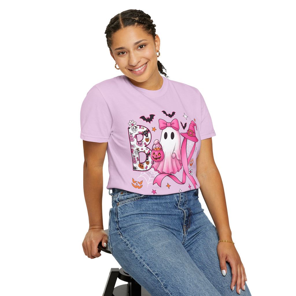 Halloween Ghost Breast Cancer Awareness T-Shirt