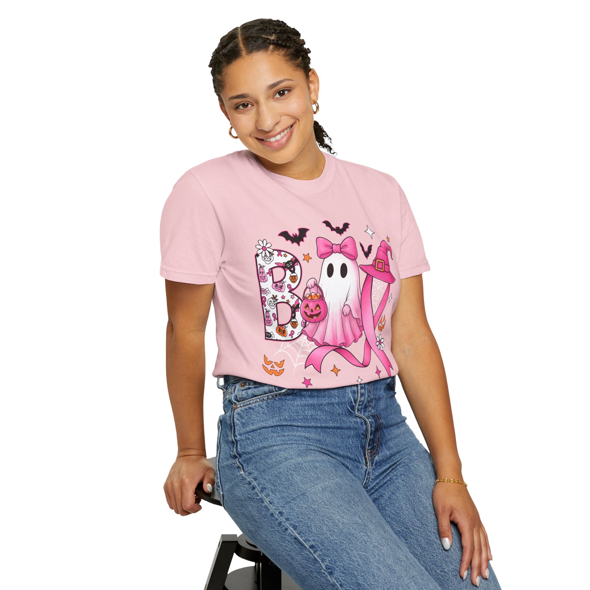 Halloween Ghost Breast Cancer Awareness T-Shirt