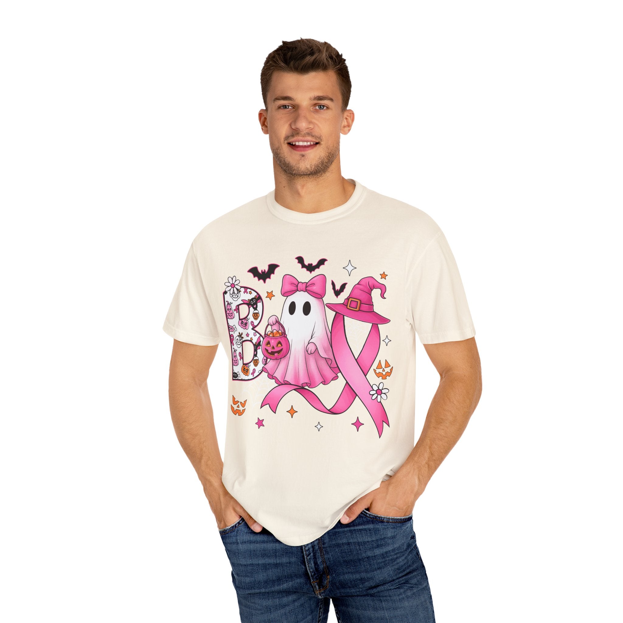 Halloween Ghost Breast Cancer Awareness T-Shirt