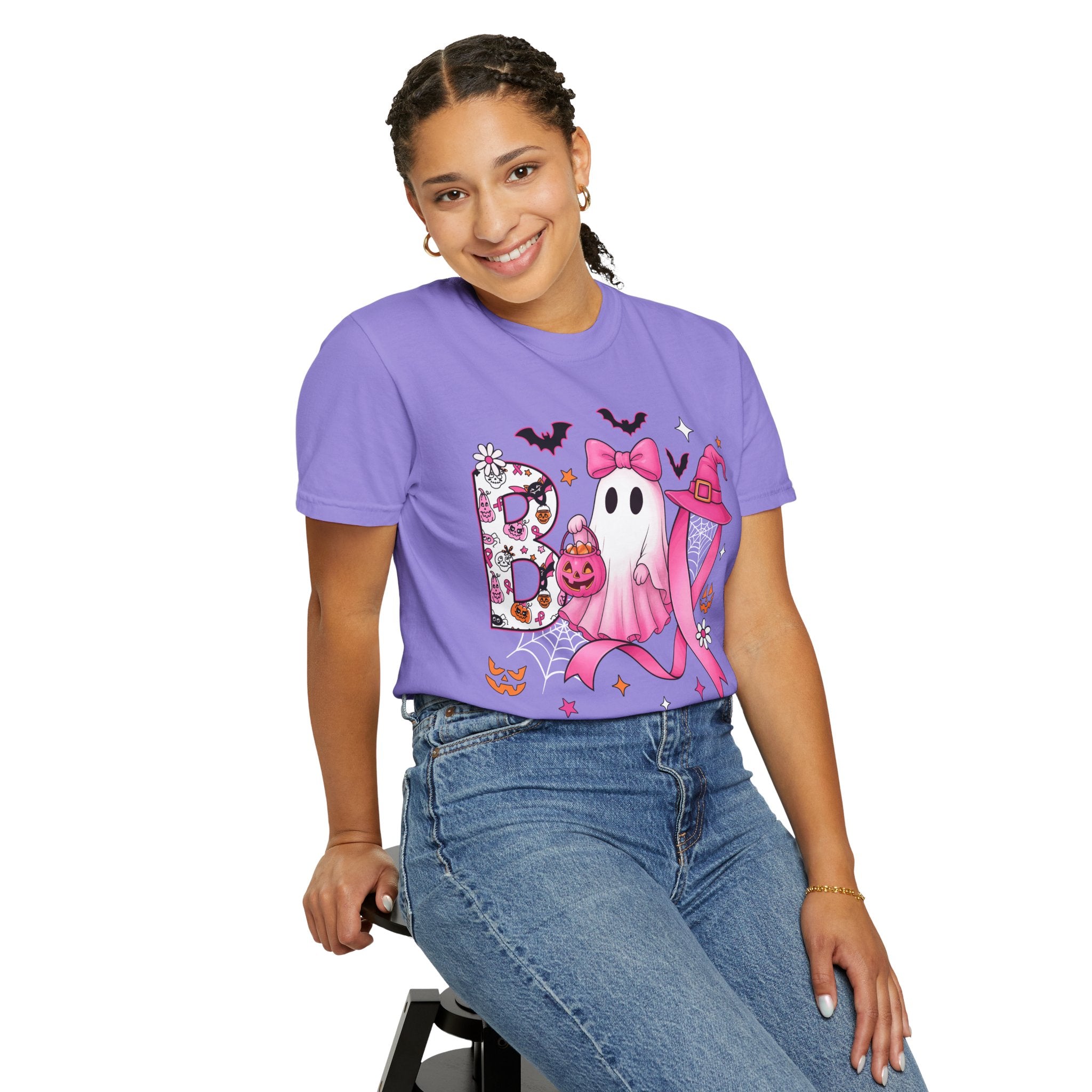 Halloween Ghost Breast Cancer Awareness T-Shirt