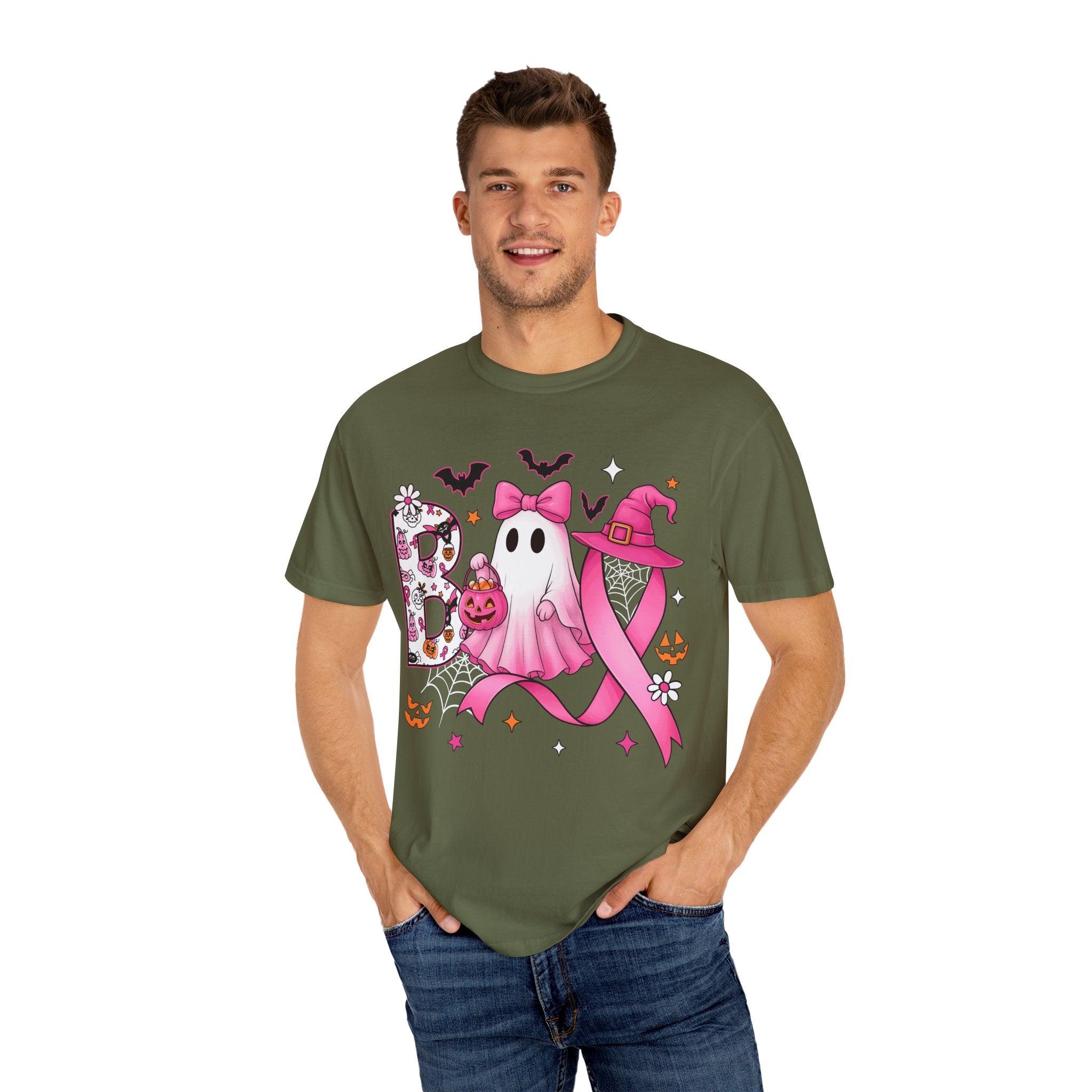 Halloween Ghost Breast Cancer Awareness T-Shirt